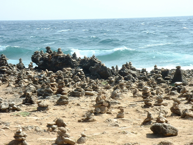 Aruba_057.JPG - Wishing rock piles by the ocean, supposedly created initially by local Indians.  If a wave topples your pile, your wish will be granted.
