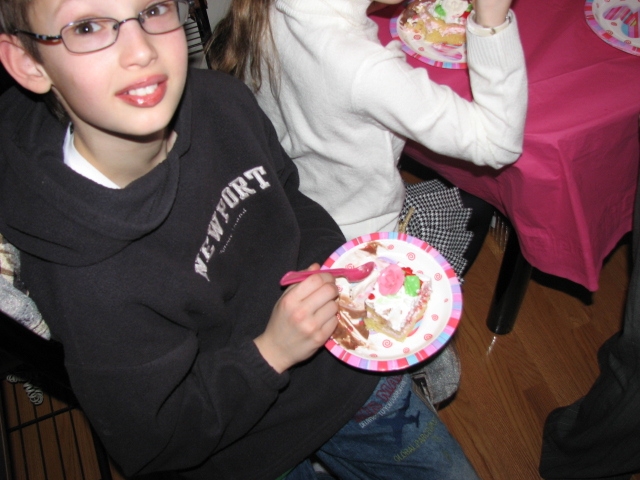 1st_bday_valentine_009.JPG - Guy enjoying a sampling of the good stuff...with chocolate ice cream!