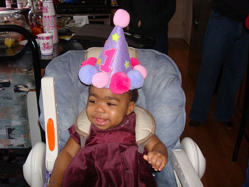 Bday-Valentine_0015.jpg - The Birthday Girl celebrating her first birthday in her birthday hat...