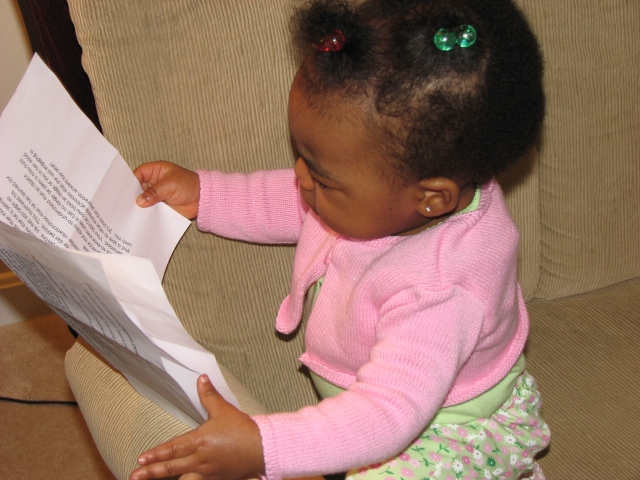 stylin_023.JPG - Studious Girl Mikalyla (TM)  Yes, she can read sideways...if you're wonderin'