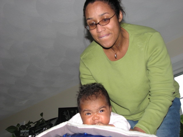 Just_Mikayla_058.JPG - Mommy working with Mikayla on her stomach to strengthen her neck and back muscles. Grrrrr