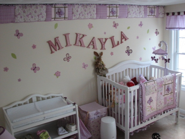 More_Mikayla_145.JPG - The rest of the room. Mikayla's letters were lovingly painted with the assistance of cousins Kassidy, Kamille and Kalani.  Thank you girls!  Note:  we've used the crib once, and haven't touched the change table except to store stuff on it.  [This just in, Kim *has* used the change table.]