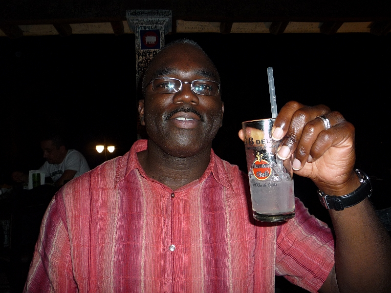 Puerto_Vallarta_246.JPG - Friday night, after an afternoon relaxing at the resort's Tatewari Spa (one of the nicest we've been to) , Kim and I hit the town for some refreshments and a nice walk...we ended up at a cuban club called La Bodeguita.  Nice live cuban band playing while Kim and I sipped a mohito (okay, it was just Kim :-)  Can you believe it was the first time we were both away from Mikayla??